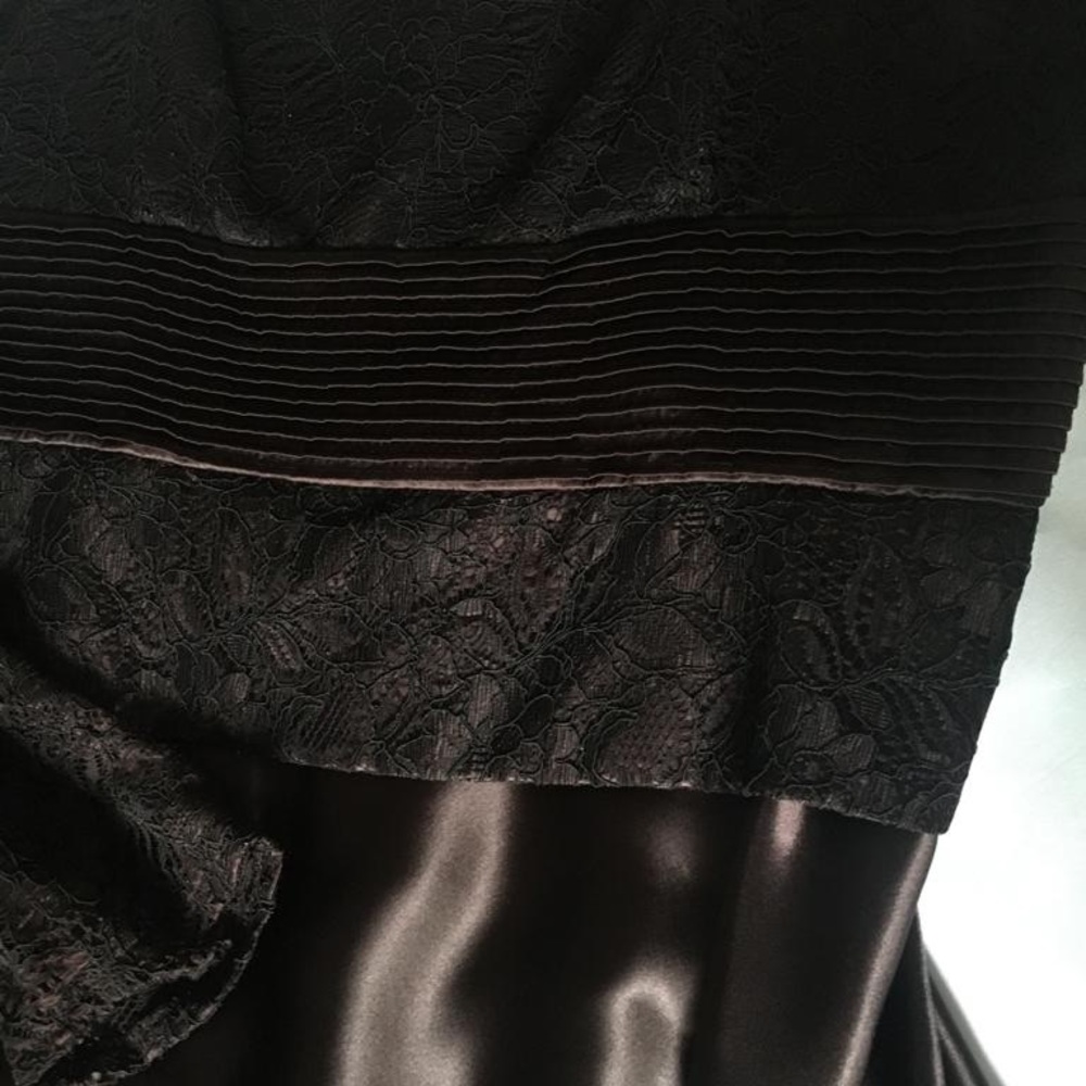 Mother of the Bride Brown Satin Dress with Lace